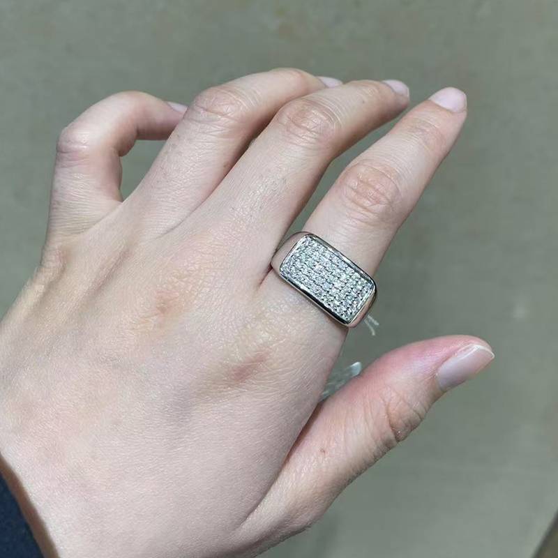 Affordable Luxury密镶霸气Men's RingS925银镀白金定制选款副石Moissanite0.75ct